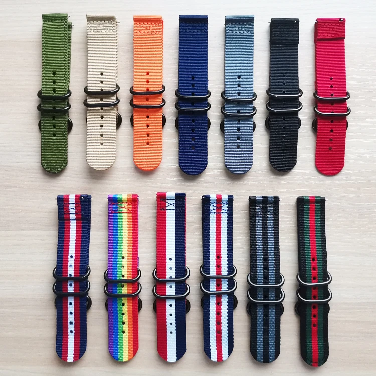 

BOORUI Fabric rainbow color  watch strap for garmin fenix watch / for samsung/ for amazfit bip watch, Red, wine red, black, navy blue, army green, gray, orange, khaki,etc.