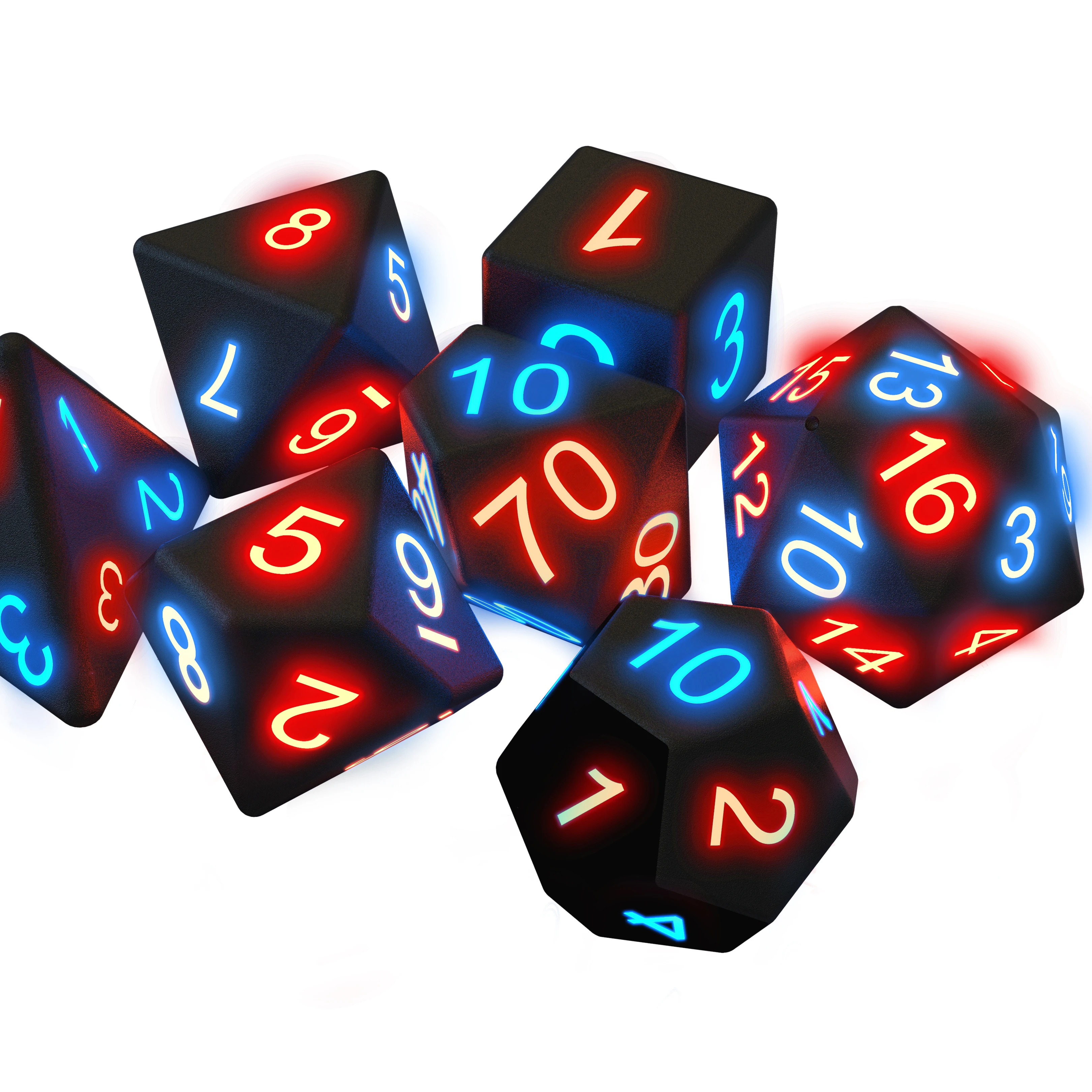

7PCS Sets Dungeons and Dragons D D Pole Playing Games DND Dice D4 D6 D8 D10 D12 D20 Polyhedral LED Electronic Dices
