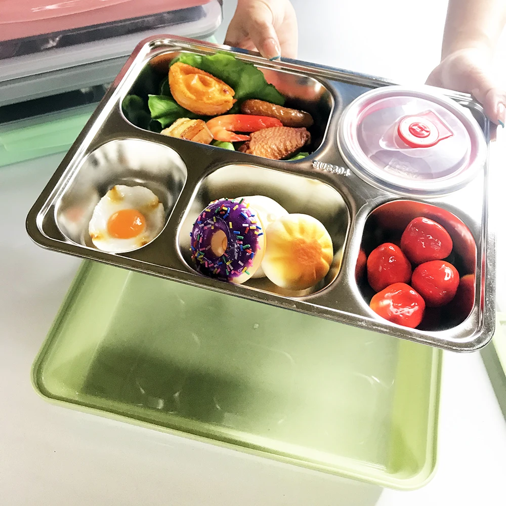 

Eco-Friendly Leakproof Stainless Steel Bento Lunch Box With Compartments Metal Food Container Bento Box Kids, Pink/green/blue