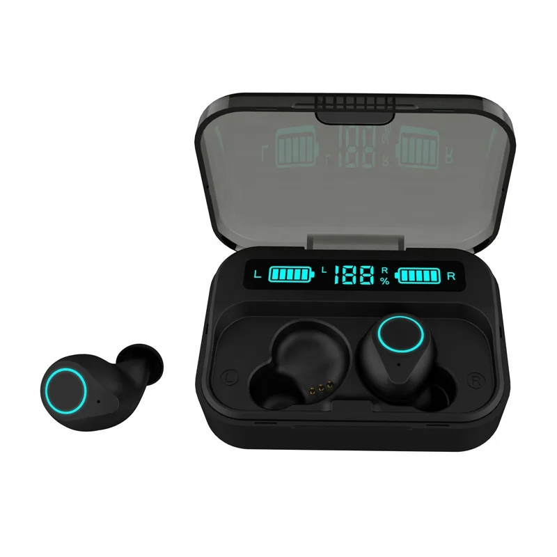 

true wireless TWS earbuds bluetooth 5.0 IPX 7 waterproof gaming headset, Wite bluck