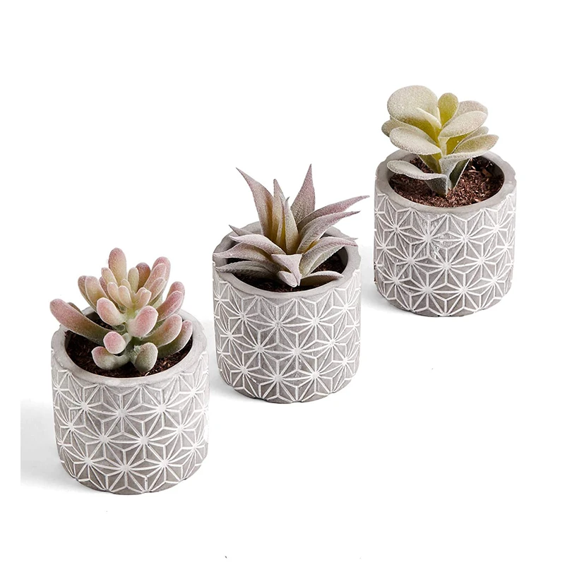 

PRIMAISON Flocked Artificial Succulents small Plants with pot Decorative Faux Plastic Plant Indoor &Outdoor for House, Picture