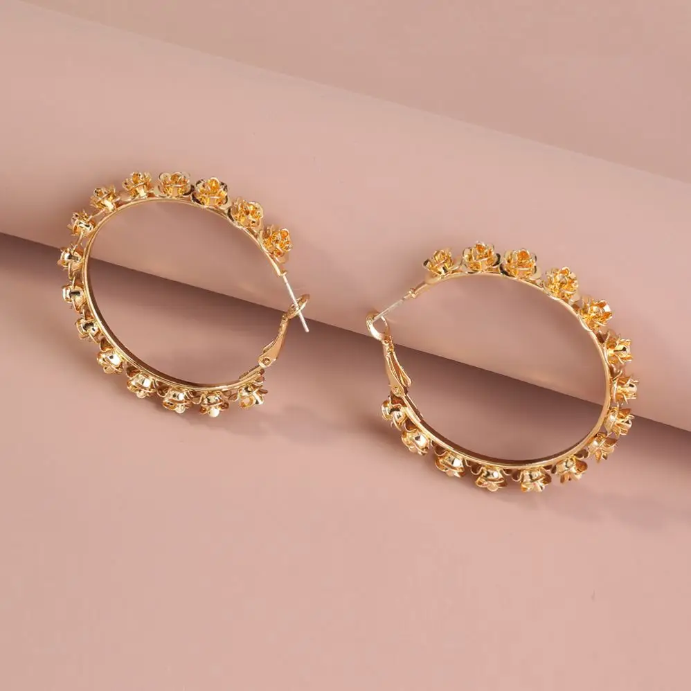 

China Factory Butterfly Bling Bamboo Hoop Earrings, Gold