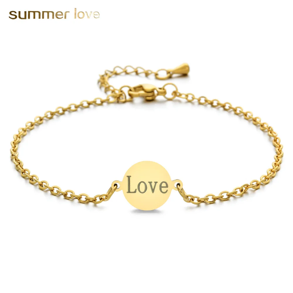 

Fashion LOVE Letter Engraved charm Bracelets for Women Gold Color Stainless Steel Jewelry, Sliver, gold ,rose gold