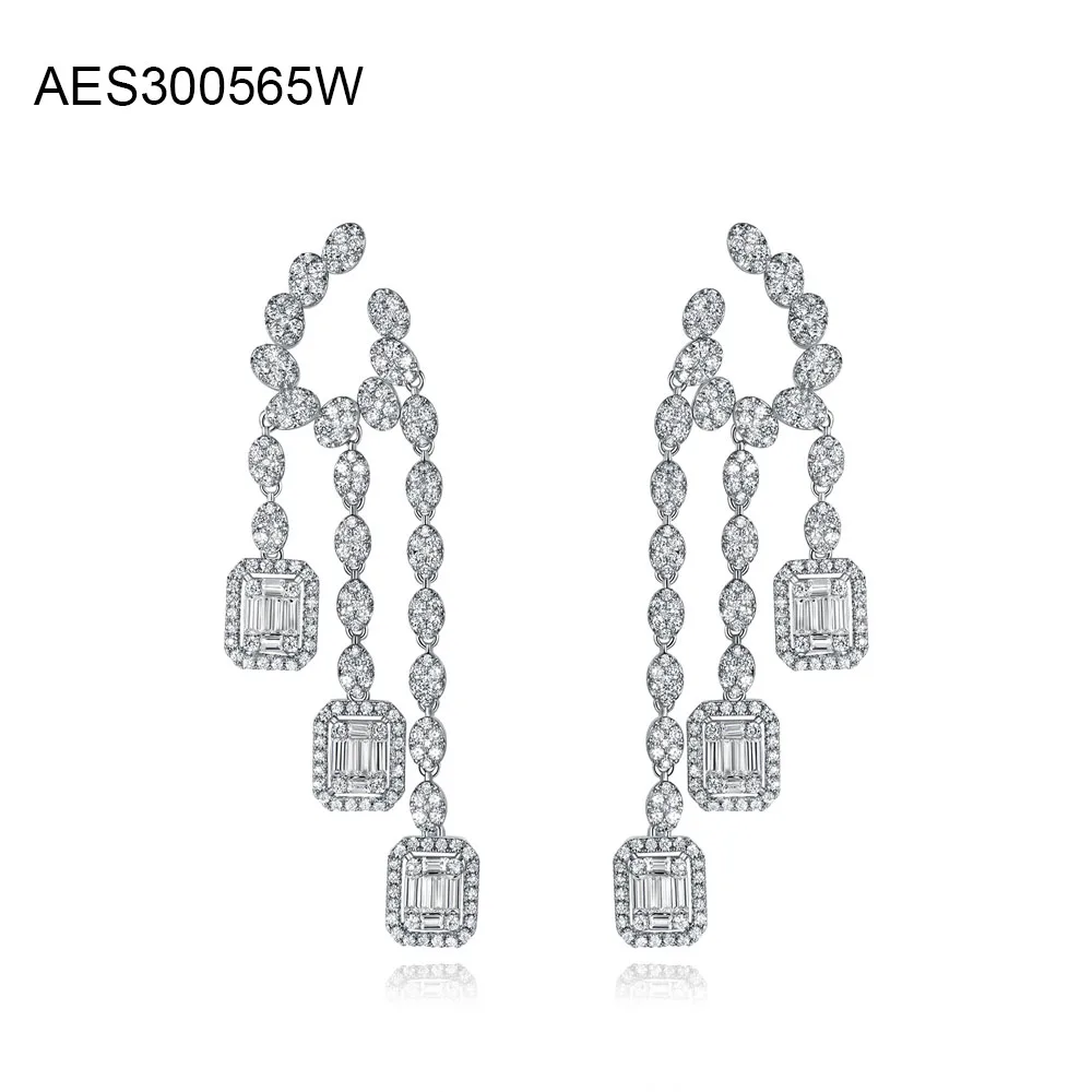 Luxury Half Heart Shaped Drop Earrings Large Statement Crystal cz Earrings For Women