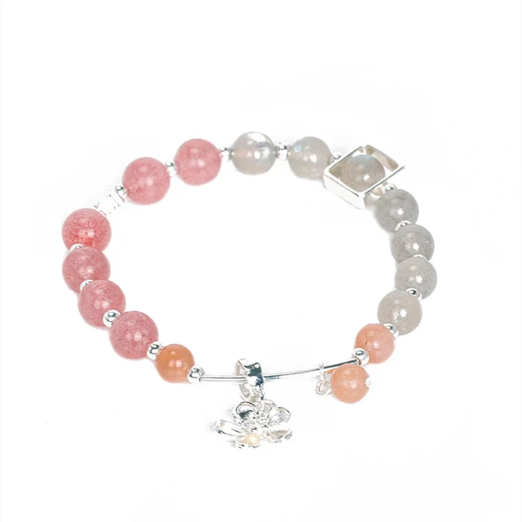 

Real pink quartz Jade Jewelry charms bracelet lucky Ruby adjustable natural rose quartz pink and grey jade bead bracelet Bangles, Same as picture