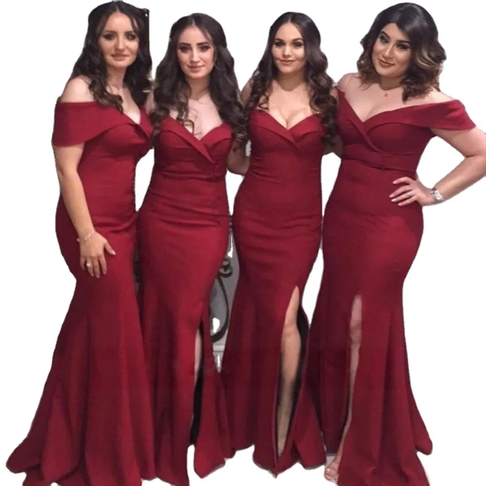 

Cheap Off Shoulder Mermaid Long Bridesmaid Dresses  Made In China, In stock