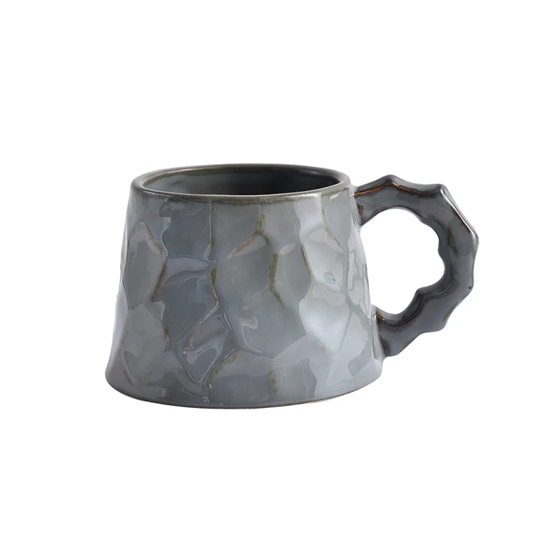 

handmade ceramic cup Japanese style kiln change glaze antique Coarse pottery coffee mug vintage 350ml 11oz Geometric patterns, As pictures