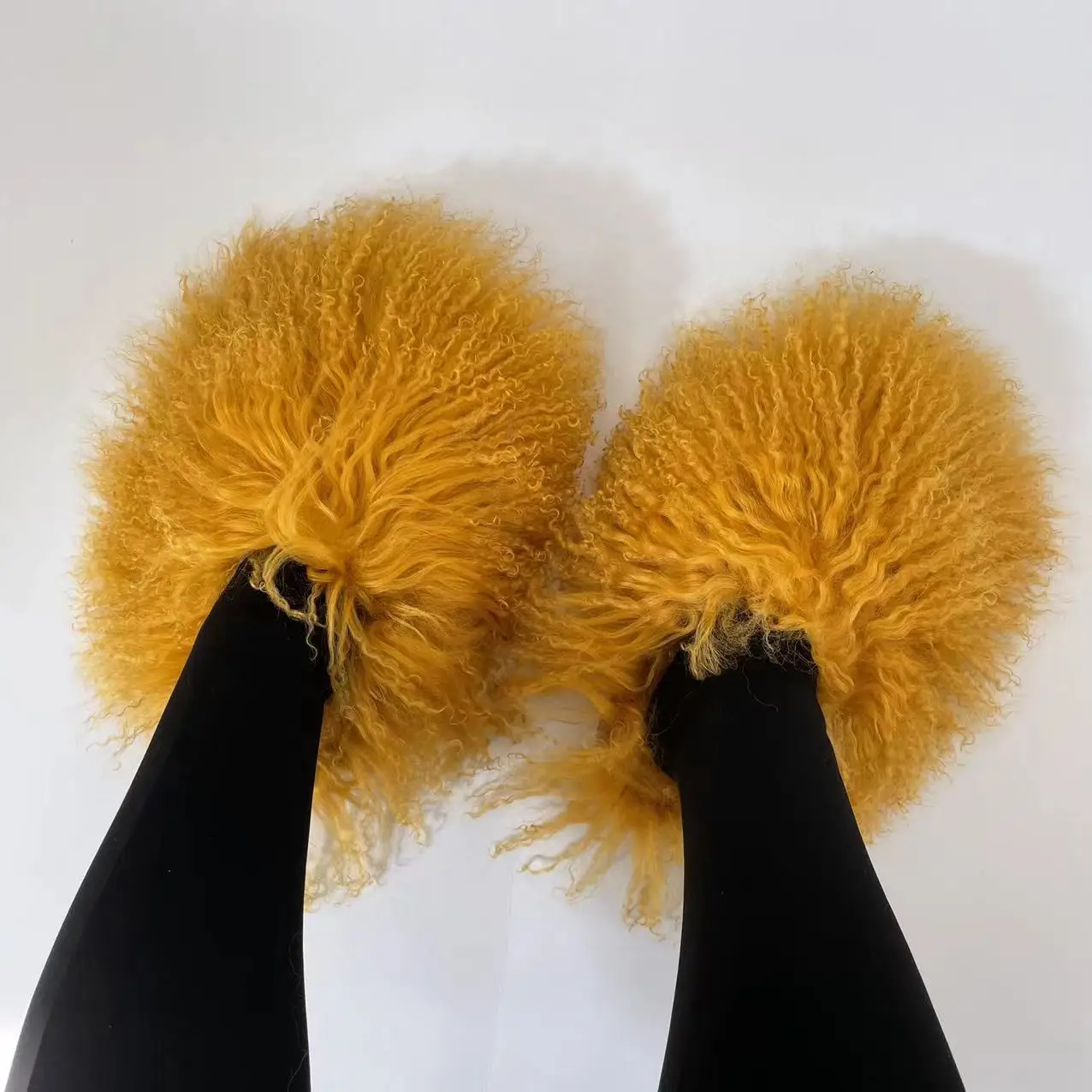 

New fashion long hair sheep fur slides sheep fur slippers, Requirement