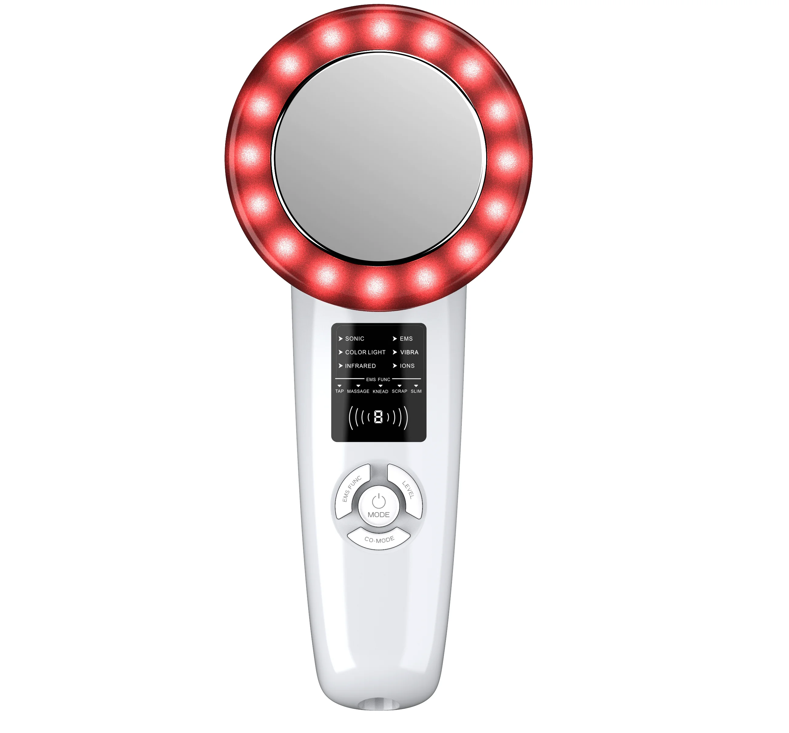 

Red light therapy galvanic eye massager pen with warm massage and vibration Beauty thin face beauty equipment home use, White