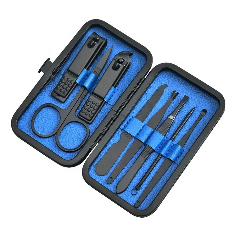 

8Pcs Manicure Pedicure Set Stainless Steel Blue Nail Clippers Set Manicure Toe Nail Care Portable Beauty travel Nail Tool Kit, According to options