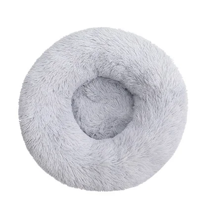 

wholesale manufacturer soft luxury plush grey pet cushion round cat dog bed, Pictures