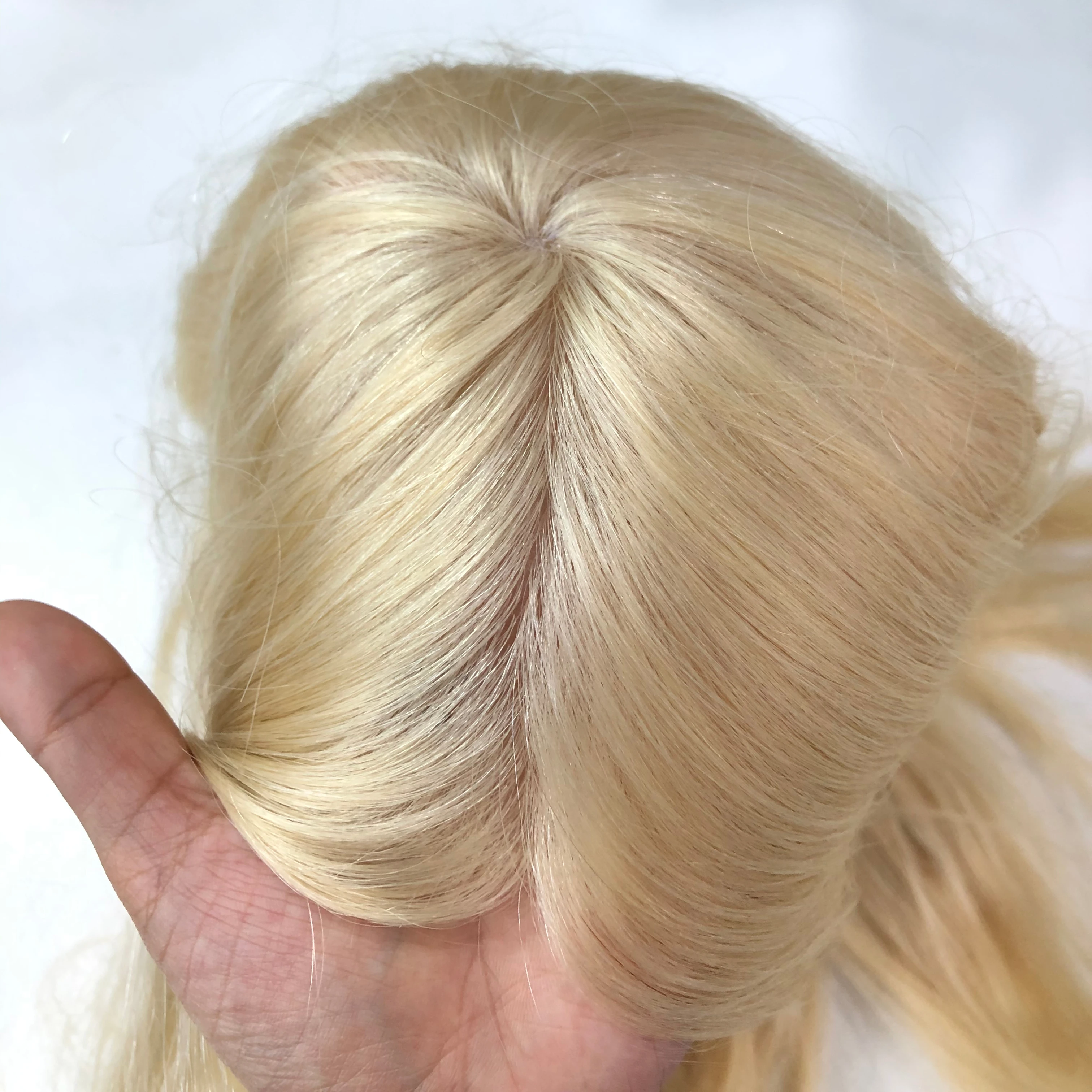 

BQ Skin Base Women Light color Injection Virgin Human Hair 613 Wigs Silicone