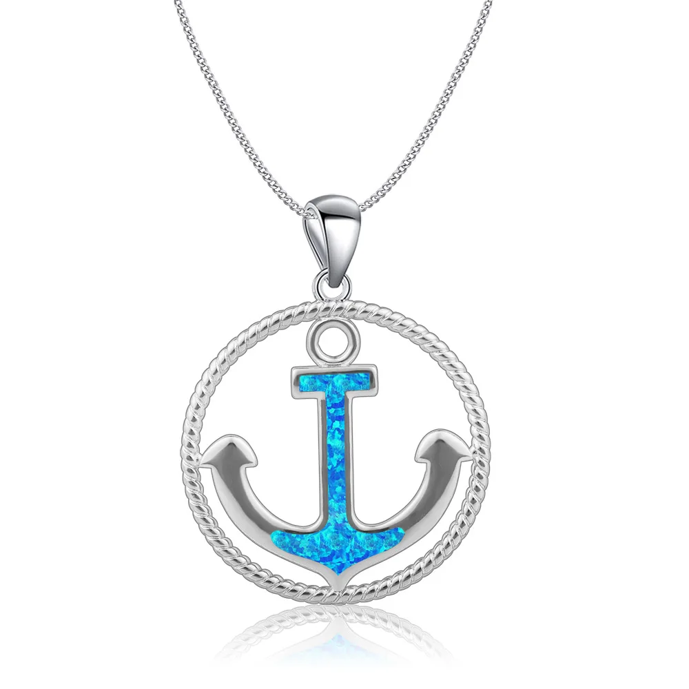 

Women's fashion Hawaiian ocean style boat anchor pendant blue