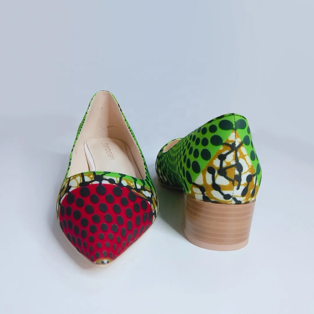 

2021 African wax print closed point toe women summer shoes high quality, 3 colors