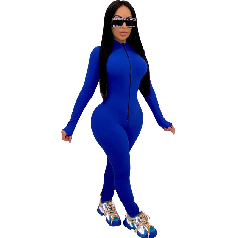 

9S4U 2020 Long sleeve zipper rompers sexy bodycon jumpsuits women fall clothing, Customized color