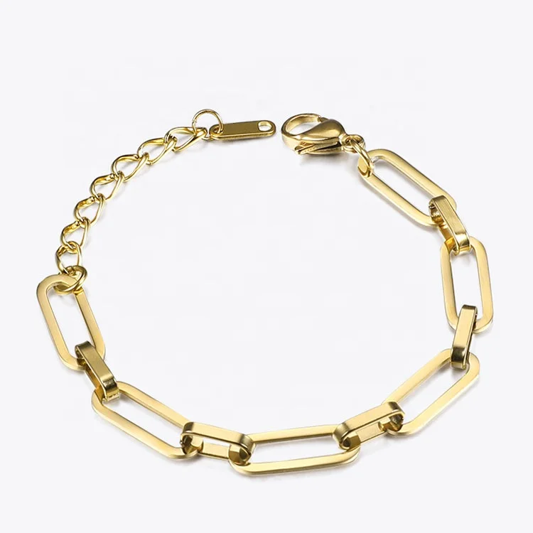 

High Quality Fashion Jewelry Gold Color Plated Stainless Steel Link Chain Bracelet B192056