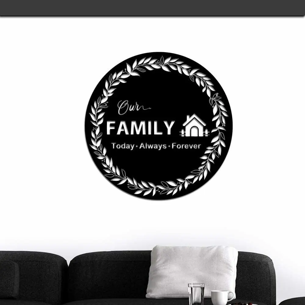 

Family Wall Decor Metal Wall Art Our Family Today Alway Forever House Decor TY2740, Black