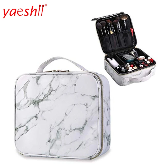 

Yaeshii Korean Fashion Travel Marble PU Leather Makeup Bag, White