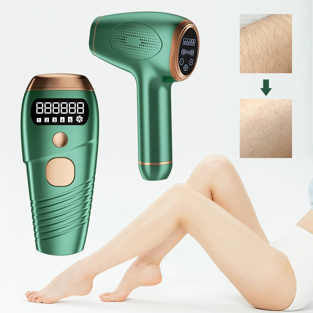 

Aijitech face hair remover ipl 808 laser hair removal machine hair remove home use ipl remova fcc, White,green