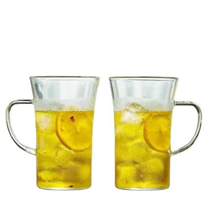 

Mikenda hotsale high borosilicate glass double juice cup household heat resistant transparent