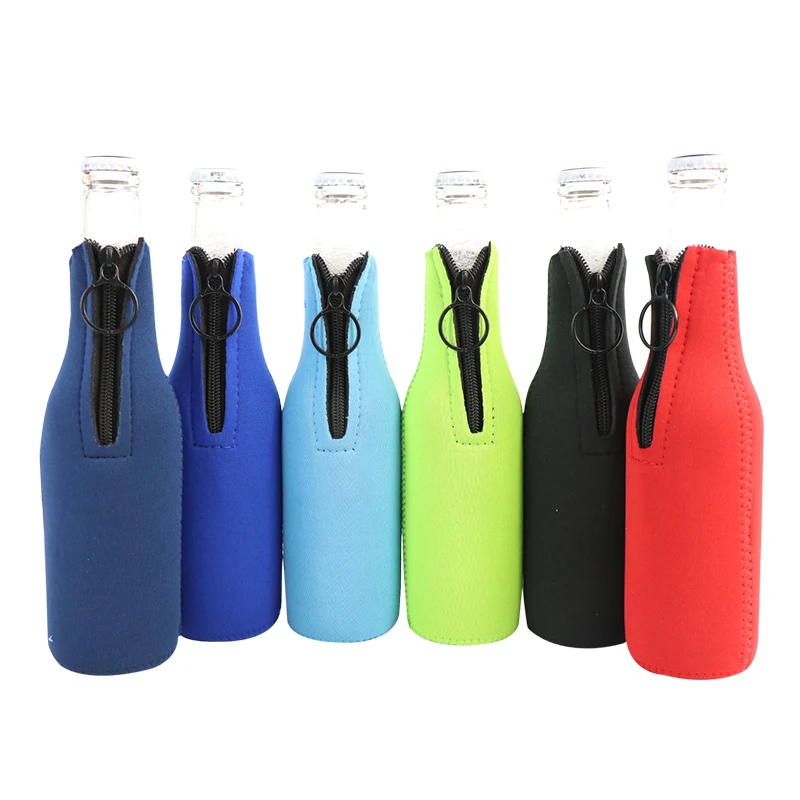 

Spot wholesale neoprene beer bottle can cooler 330ML wine Bottle sleeve with zippers beer can holder bags, Customized color