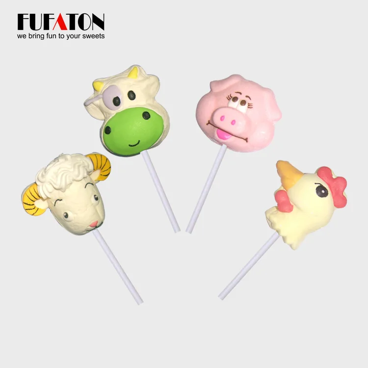 
Hot sell handmade cow shape marshmallow lollipops candy 