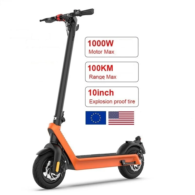 

EU US warehouse X9 electric scooter 40mph dual brake off road race 100 km long range kick scooter adult 1000 w 500w e scooter, Black, silver, orange, and can be customized