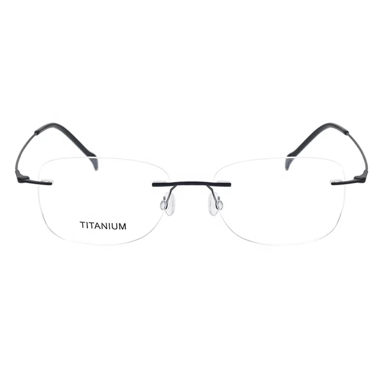 

Light rimless optical glasses square shape newest unisex titanium eyeglass frames, 3 colors