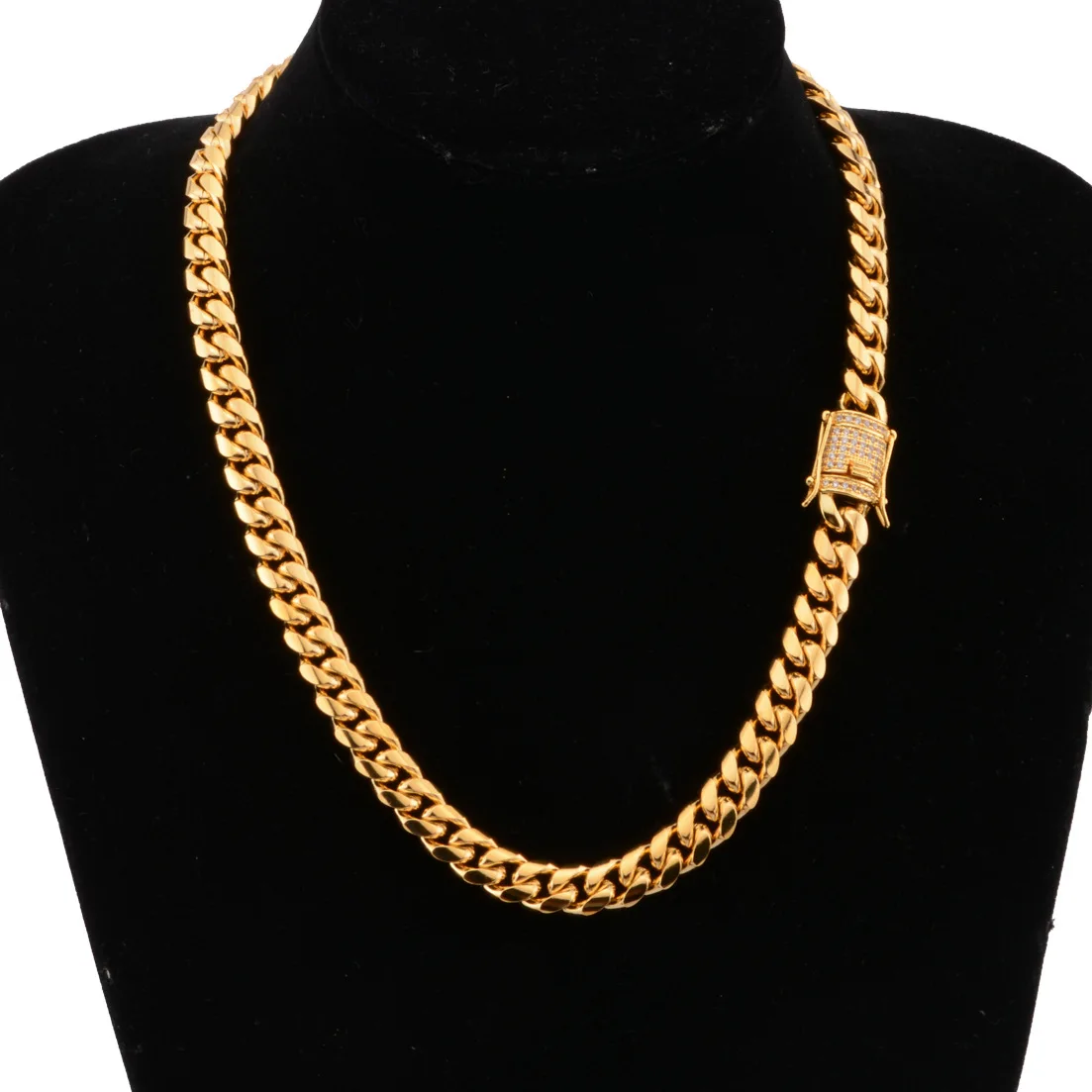 

Hip Hop Jewelry 18k Stainless Steel Cuban Link Necklace Gold Plated Miami Curb Cuban Link Chain for Men