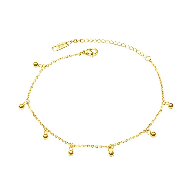 

European And American Ins Wind Niche Simple Fashion Round Bead Anklet Plated 18 Real Gold Trend Round Bead Anklet Jewelry Women