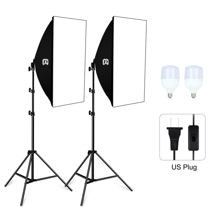 

Professional PULUZ 2 PCS 50x70cm 2 x E27 Socket Bulb Photo Studio Photography Light Equipment