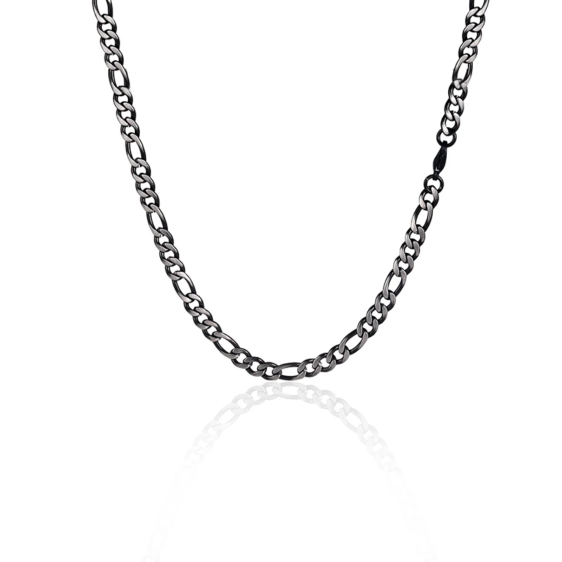 

Black Stainless Steel Necklace Chains Figaro Link Man Chain