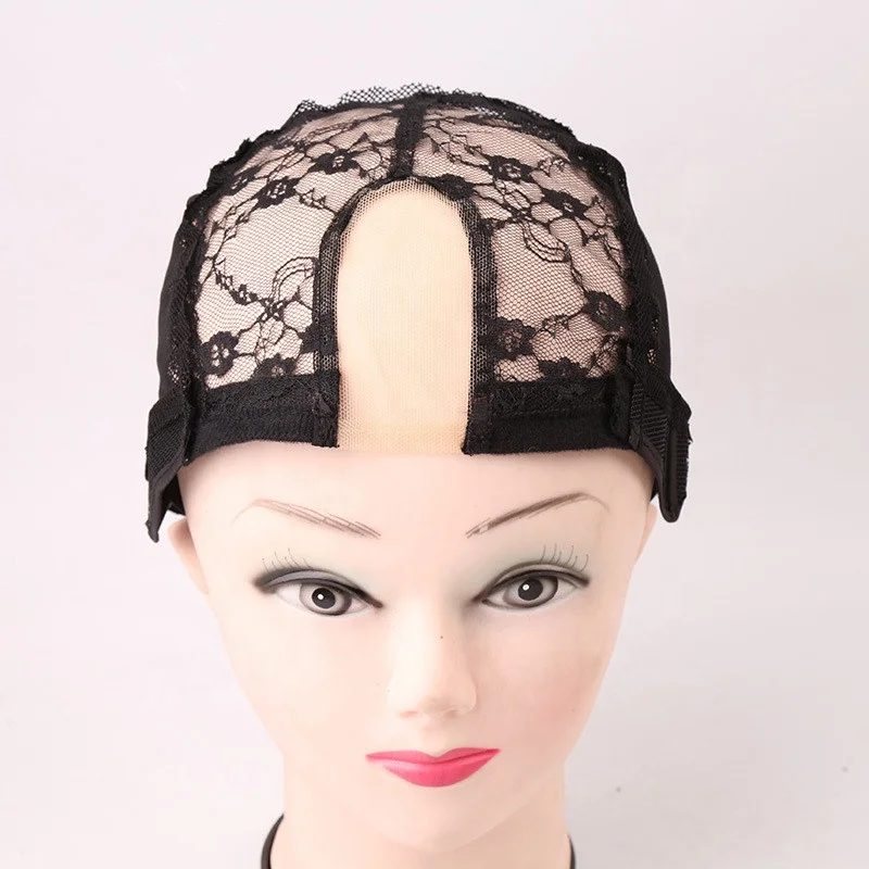 

Wholesale Adjustable Elastic Ventilated Wig Weave Cap U-Shaped Lace Hair Net Hat Mesh Upart U Part Wig Caps For Making Hair Wigs, Black