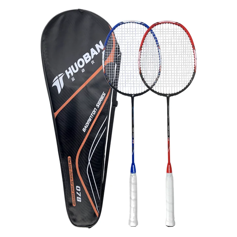 

Loki good oem stock aluminum carbon top sale porable carry bag professional badminton racket for promotion, Red and blue
