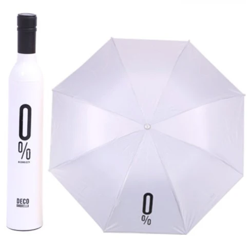 

Custom Logo Print Silver coating Wine Bottle White Wedding Umbrella, White color