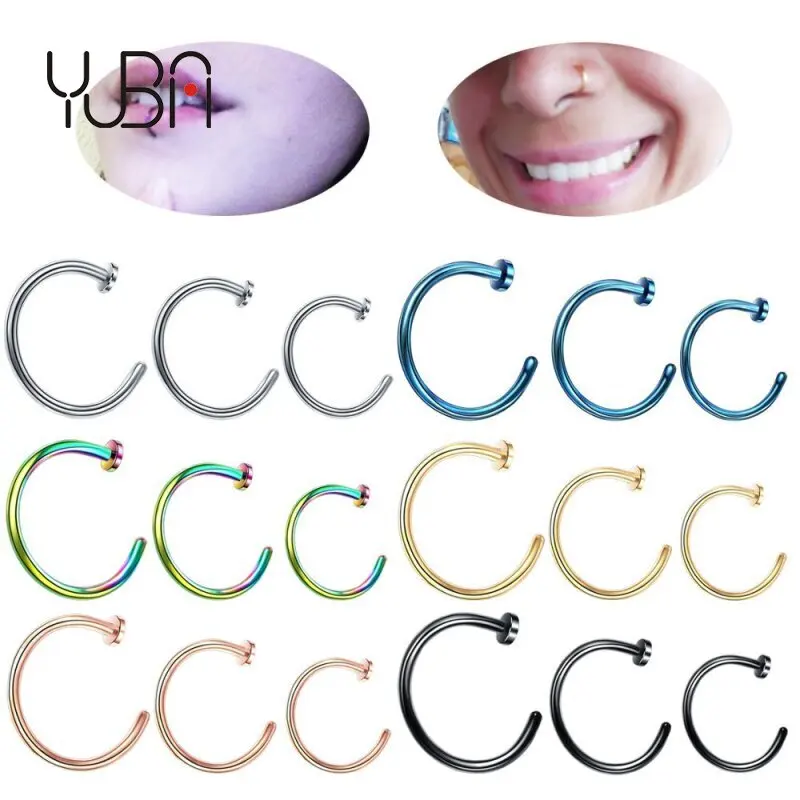 

Hypoallergenic 6 Colors C Type Hoop Piercing Stud Body Piercing Jewelry Small Thin 316L Surgical Steel Open Hoop Nose Lip Ring