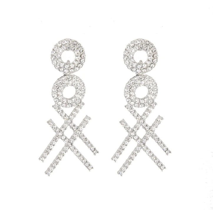 

S925 silver post full diamond silver earrings female 2021 new trendy luxury geometric design earrings
