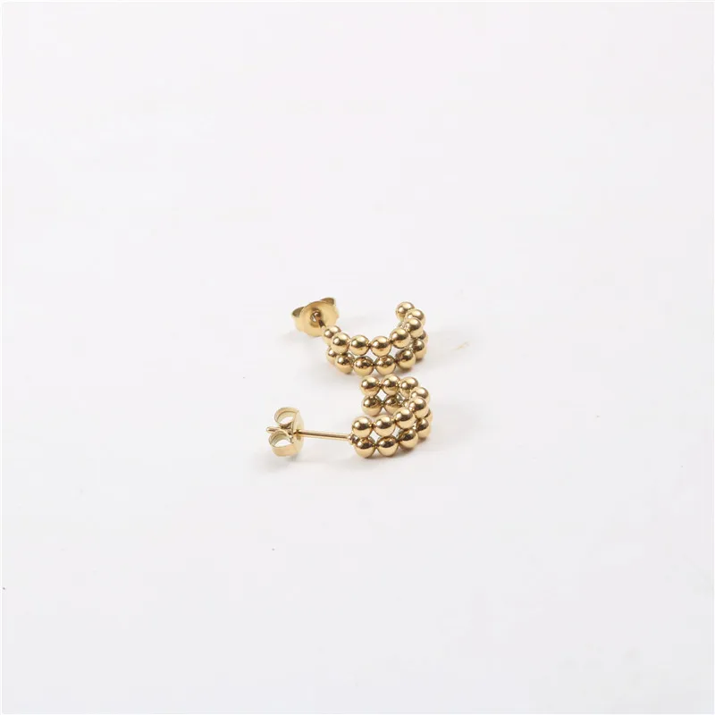 

Led Earrings 18K Gold Plated Beads Hoop Earring Stainless Steel Jewelry Trend 2021