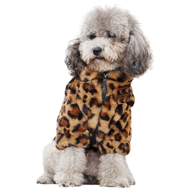 

Comfortable Warm Luxury Leopard Print Fleece Pet Dog Clothes, Picture