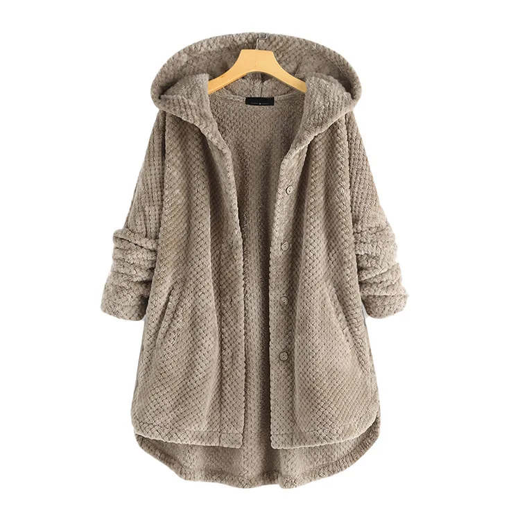 

Women's Jacket 2021 New Winter Hooded Plus Fleece Sweater Fashion Mid-length Coat Women