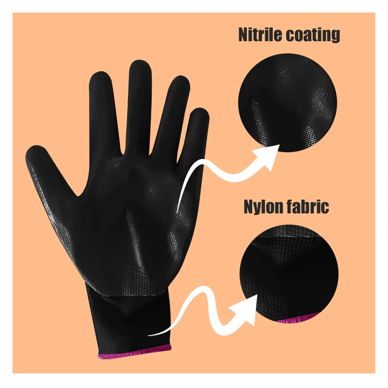 
cheapest nitrile coated gloves safety work black nitrile gloves china supplier 