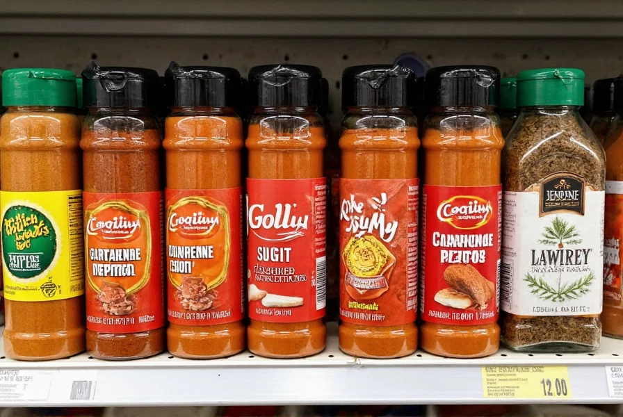 Walmart spice aisle showing cayenne pepper bottles next to other spices