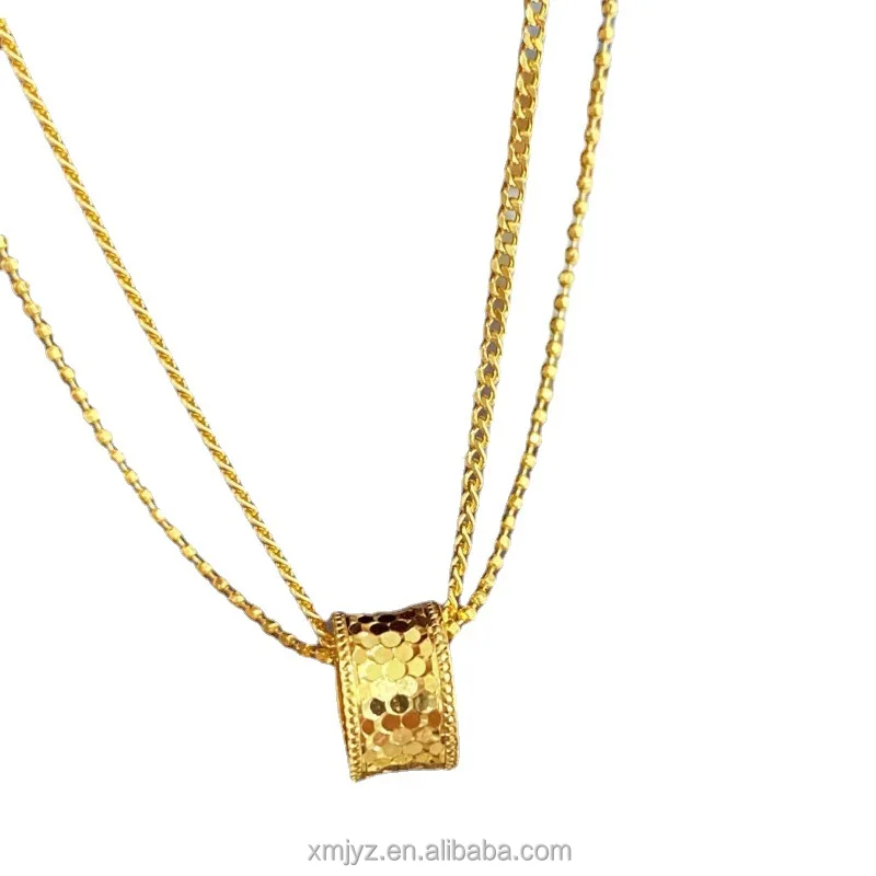 

Certified In Stock Wholesale 5G Pure Gold Necklace New Cultivation Emerald Set Chain Pure Gold 999 Ruby Geometric Necklace