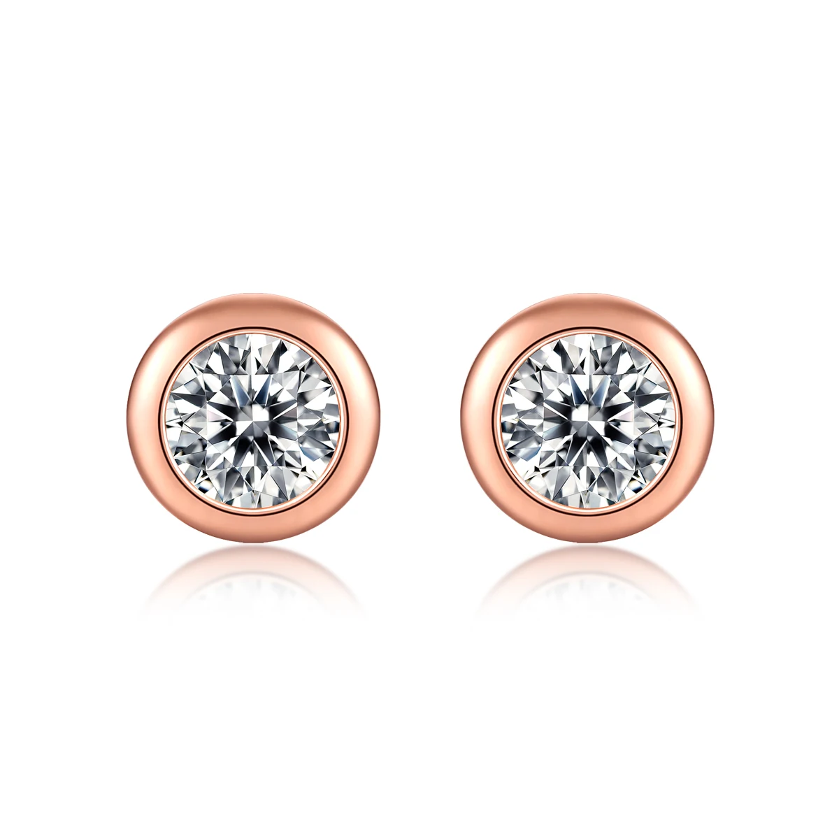 

New Design Sterling Silver 925 Moissanites Round Stud Earrings For Women Plated Rose Gold Charming Jewelry Stud Earrings