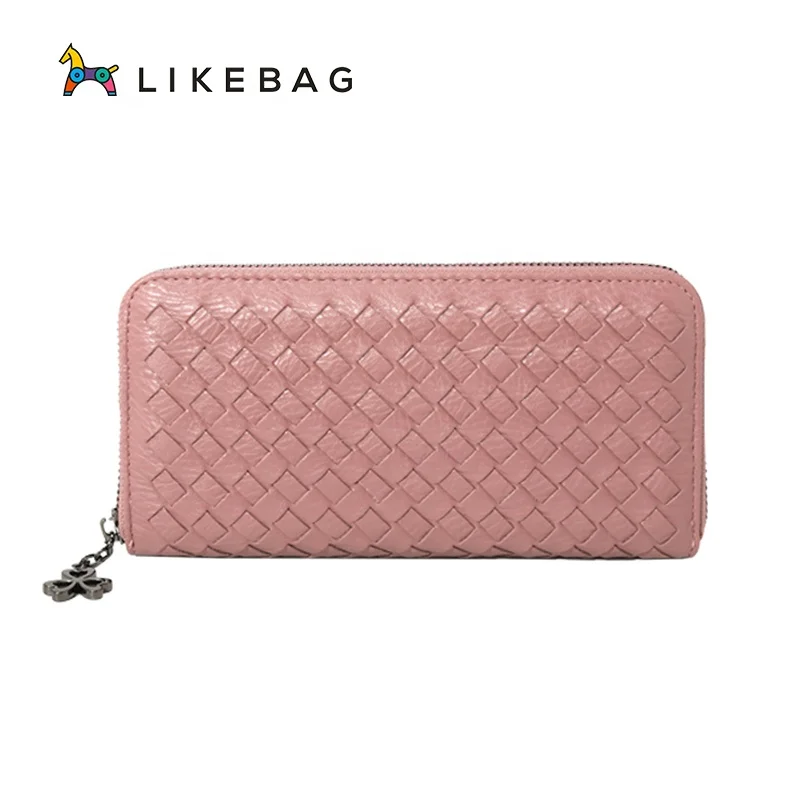 

LIKEBAG new product hot sale soft fashion casual woven long Card pack phone wallet for women