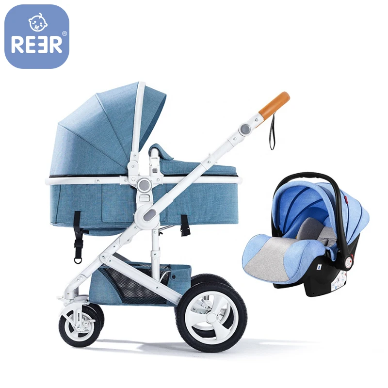 

REER Luxury Compact Kids Pram Organizer Carriage Lightweight Wagon Stroller With Car Seat 3 In 1 Foldable Baby Strollers
