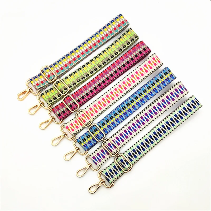 

Weave Striped 1.5 Inch Colorful Wide Rhombus Printing Adjustable Replacement Belt Guitar Style Cross Body Backpack Purse Straps, Weave striped colorful colors