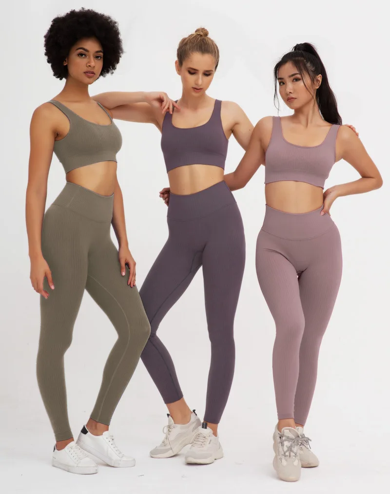 

custom new women sport top bra seamless leggings fitness yoga pants gym wear set