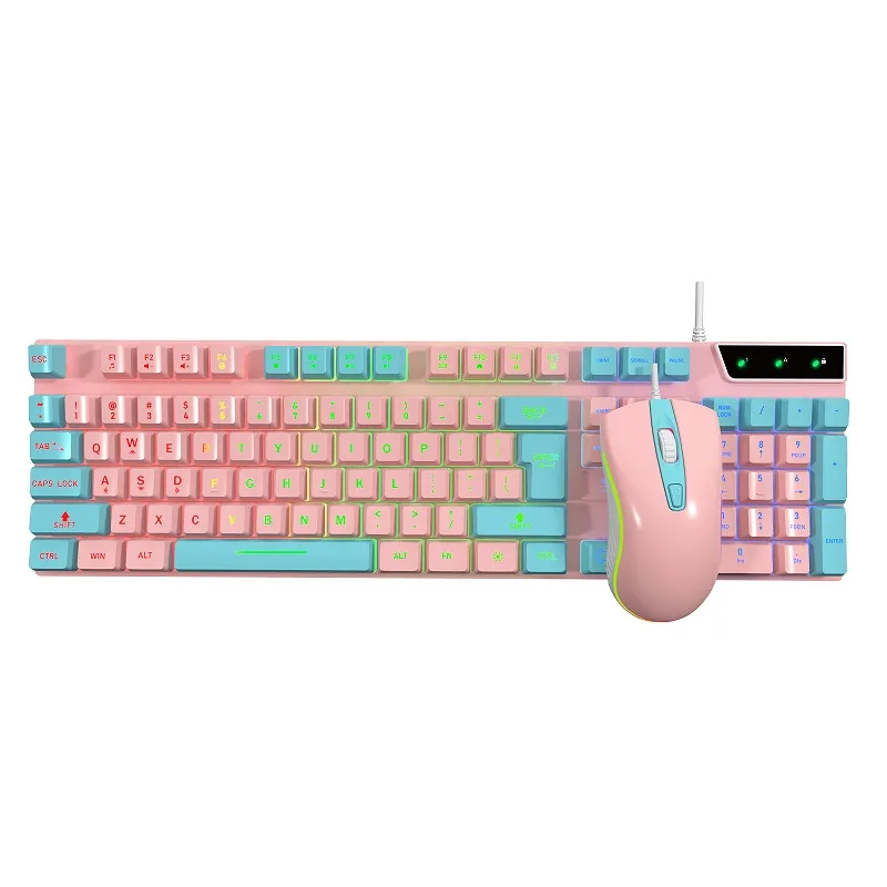 

Pink/Blue Mechanical Feeling Wired Cheap Gaming Keyboard, Customised