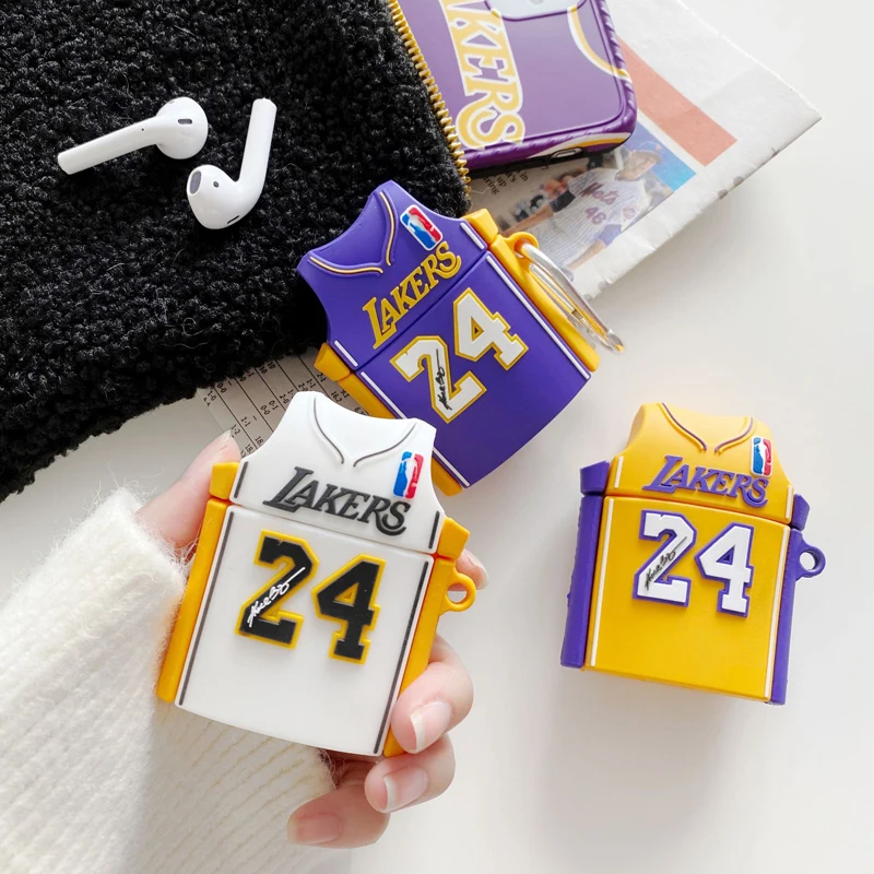 

Protecting Cases for Apple Airpods Generation 1 2 3D Kobe Bryant Lakers Design Shockproof Cover for Earphone Air pod, Multi colors